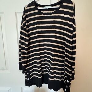 Cleo Black and Tan Striped Top